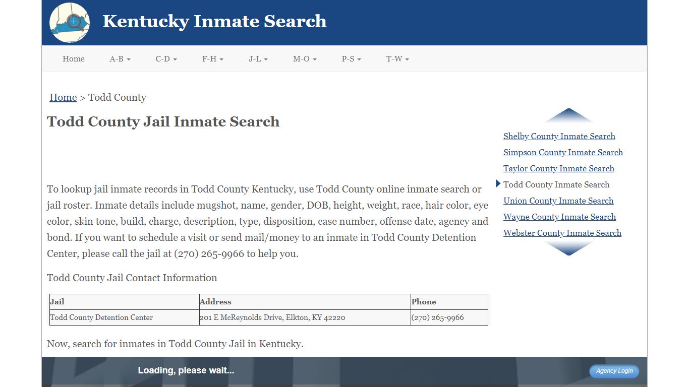 Todd County Jail Inmate Search